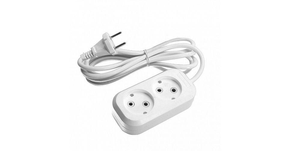 Удлинитель 3м (2 роз., 2,2кВт, б/з, ПВС 2х0,75) Юпитер