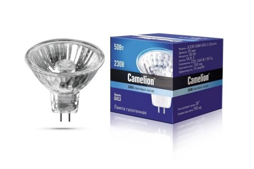 Эл.лампа галоген.без защ.стекла Camelion JCDR 35W GX5.3 35mm, MINI MR11, 220V, 35mm, 2000 часов)