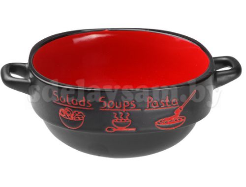 Супница керамическая 140 мм серия Харчо черно-красная PERFECTO LINEA