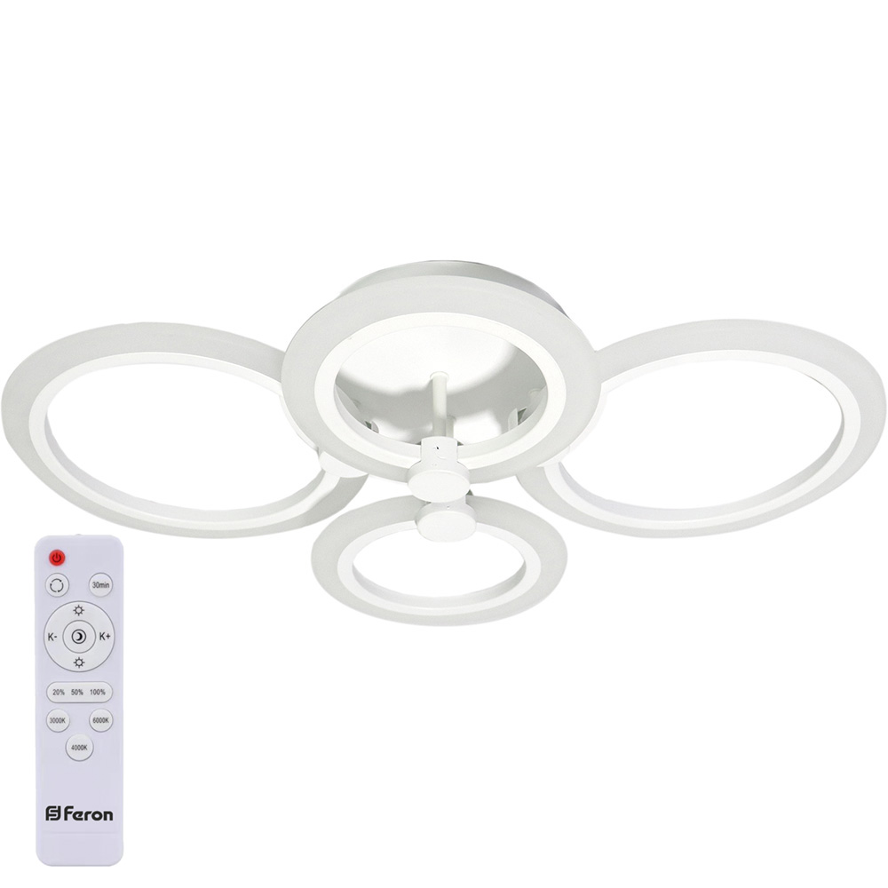 Светильник светодиодный управляемый с пультом 72W, Max. 4700Lum, 3000К-6500K, IP20, белый AL5900 Cycles; 41669