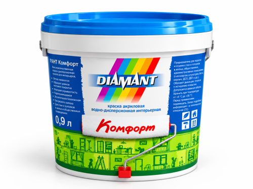 Краска DIAMANT для стен и потолков, белая, 0,9 л
