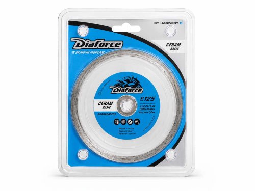 Диск алмазный отрезной DIAFORCE Ceram Basic 513125, 125×22,23×5×1,8 мм, влажная резка