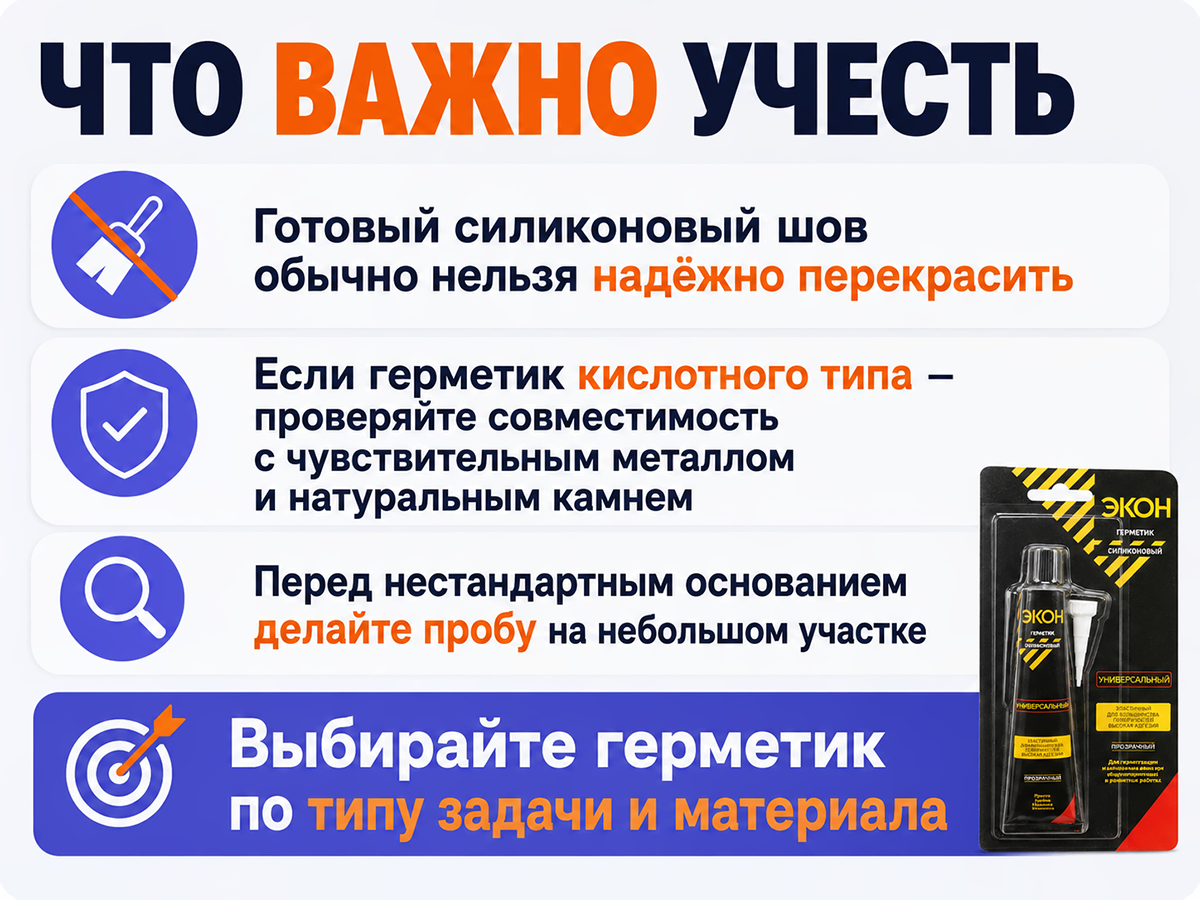 Герметик силиконовый универсальный ЭКОН, прозрачный, 60 мл