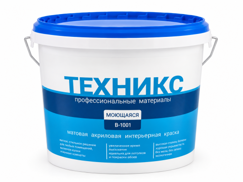 Краска моющаяся Техникс ВД-АК-2 В-1001 Р, белая, 7 кг