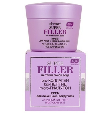 SUPER FILLER на терм.воде Крем д/лица и кожи вокр.глаз Актив.лифт-г и разглаж., 40+,день/ночь, 45мл.