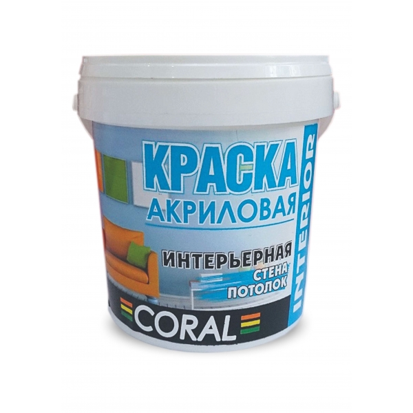 Краска интерьерная акриловая ВД-АК-2011 Coral белая 1,4 кг