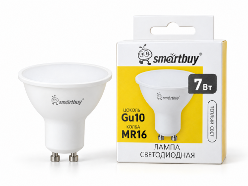 Лампа светодиодная Smartbuy GU10, 7 Вт, 3000 К