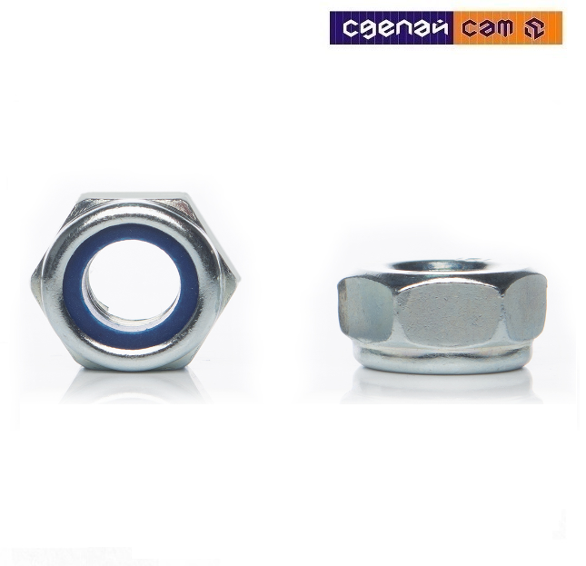 Гайка М10 с контрящим кольцом (цинк) в упаковке 5 шт.