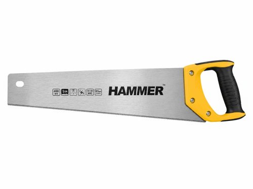 Ножовка по дереву HAMMER 03100-010540, 400 мм, крупный зуб, 5 TPI, двухгранная заточка