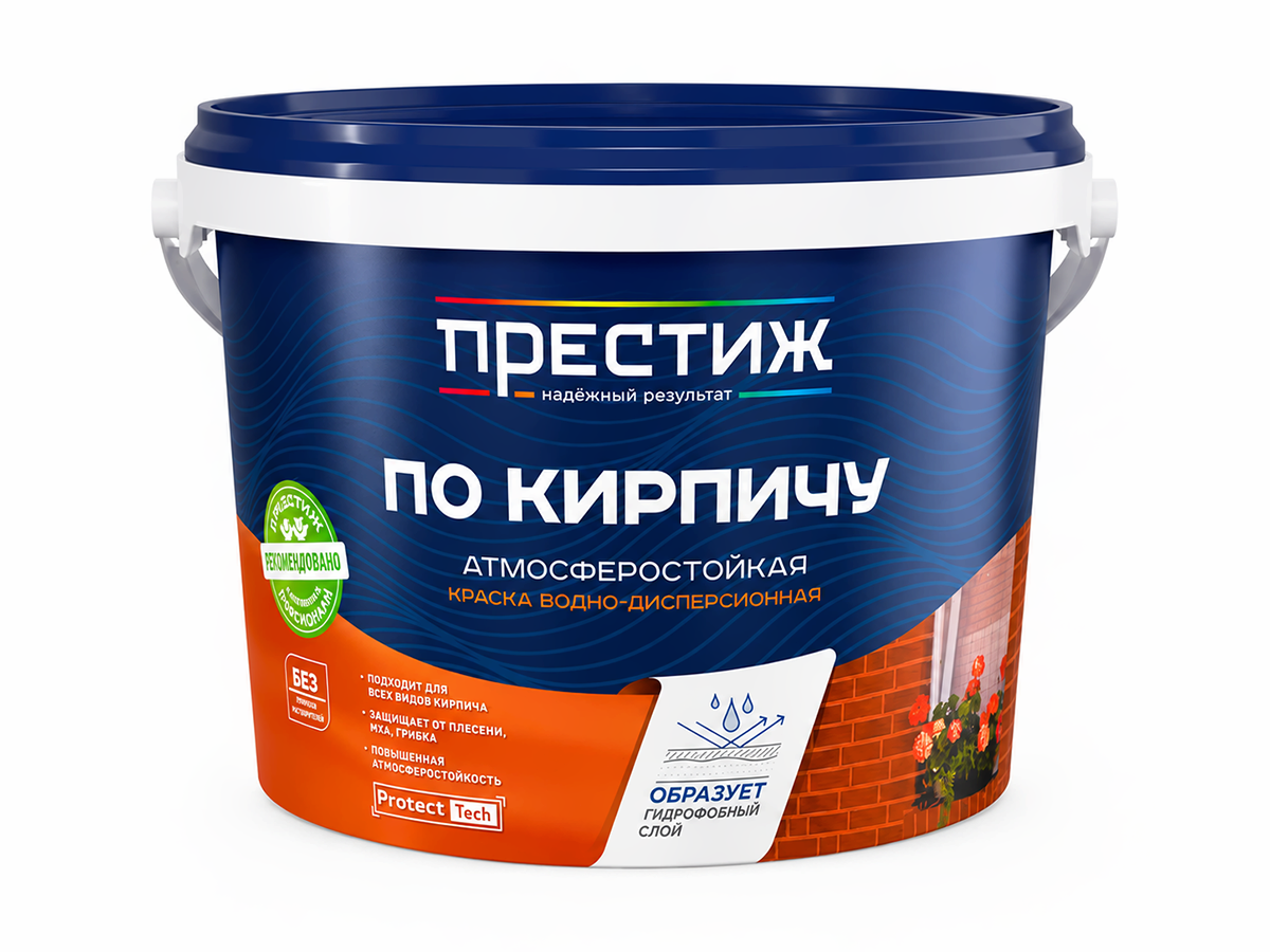 Краска акриловая «Престиж» по кирпичу, белый, 2,4 кг