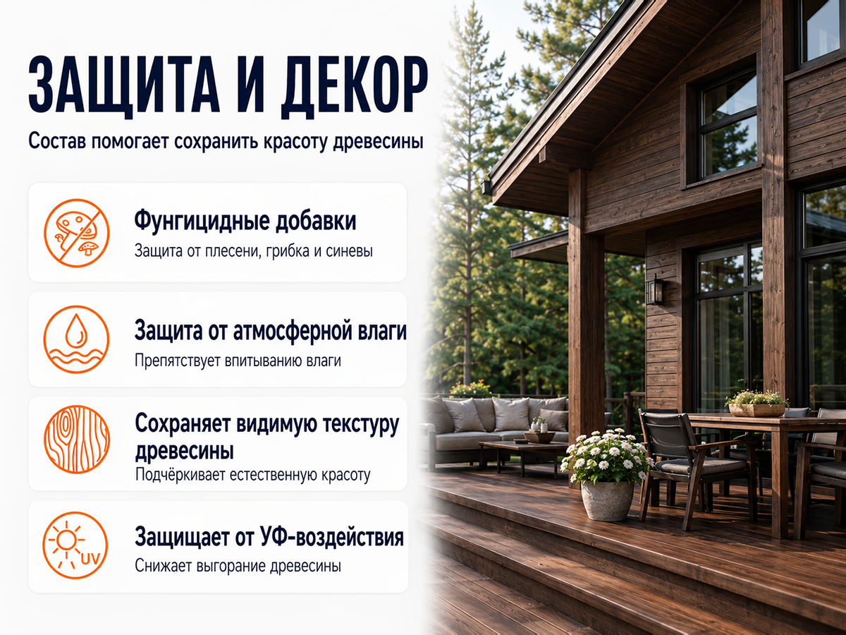 Состав PROFITEX декоративно-защитный для древесины «Мореный дуб», 3 л (2,2 кг) фото 3