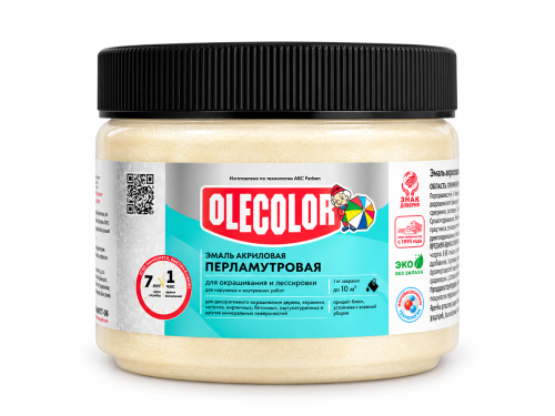 Эмаль акриловая перламутровая универсальная OLECOLOR, серебро, 0,3 кг