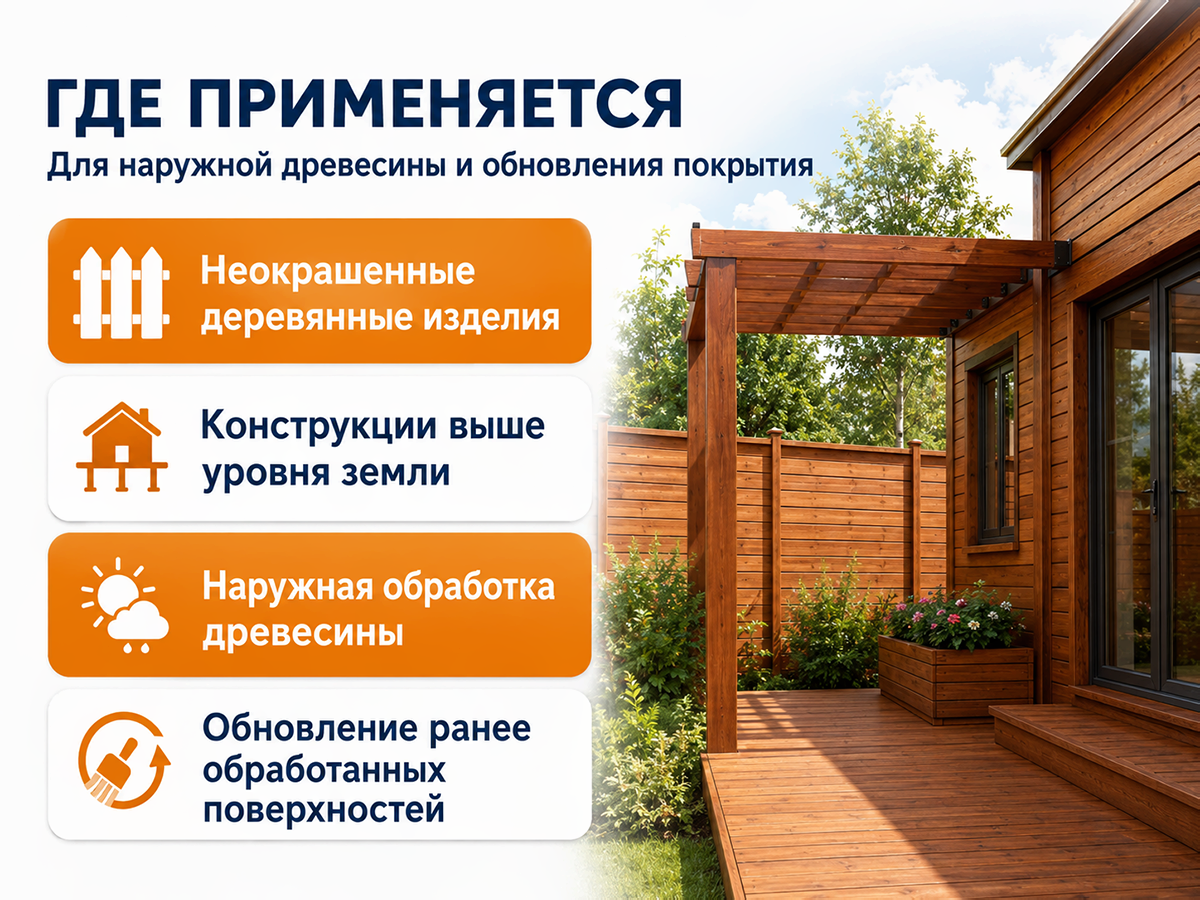 Состав PROFITEX декоративно-защитный для древесины «Барбарис», 1 л (0,7 кг) фото 4