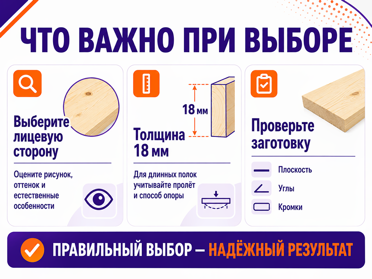 Мебельный щит из сосны/ели 1600×250×18 мм, сорт 1/2