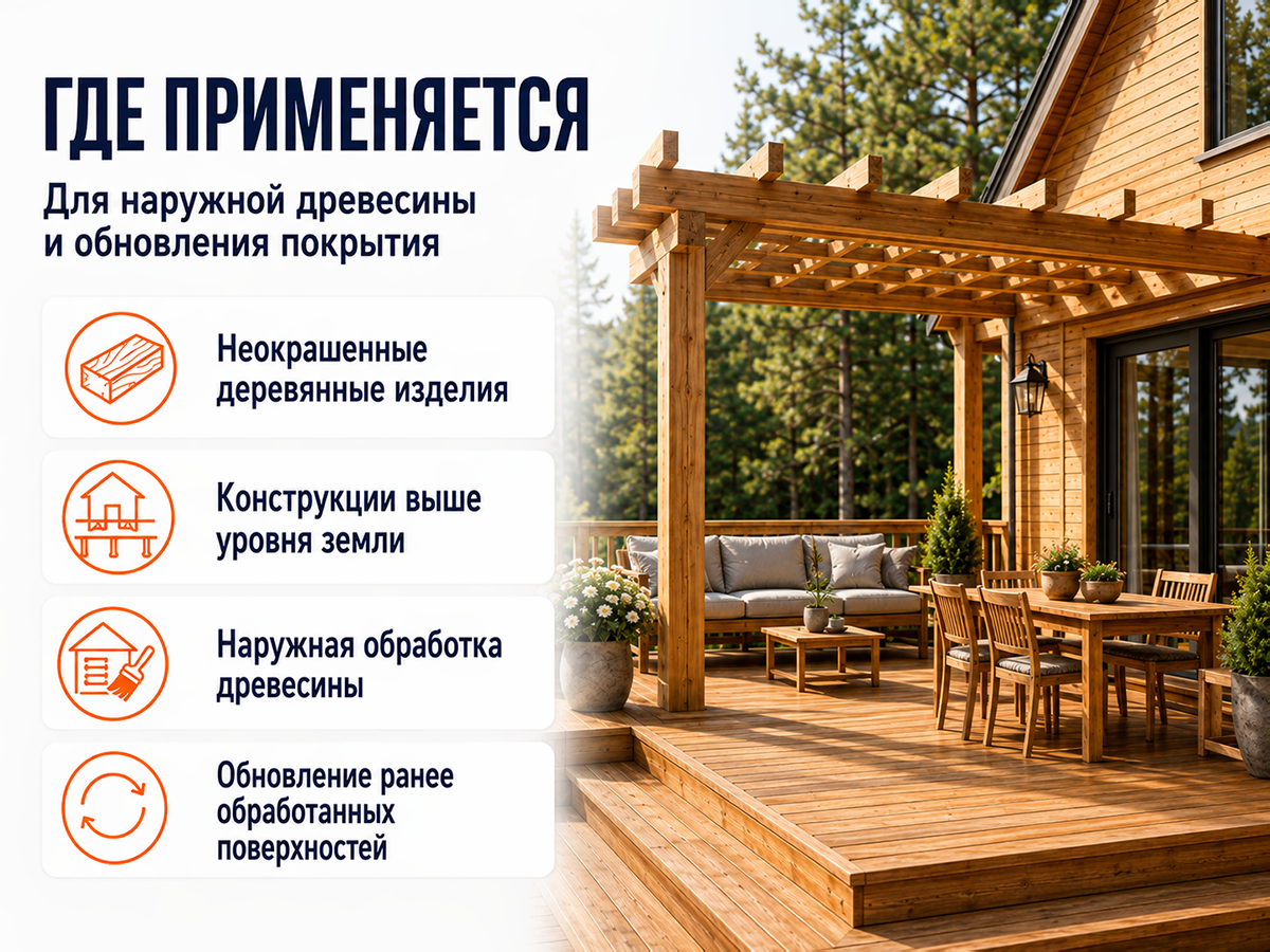 Состав PROFITEX декоративно-защитный для древесины «Сосна», 1 л (0,7 кг) фото 4