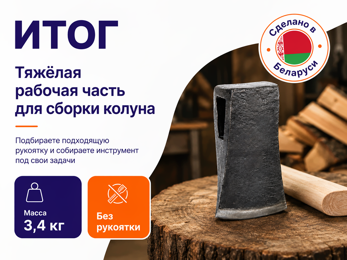 Топор-колун ВЗТЗЧ без рукоятки (3,4 кг) фото 5