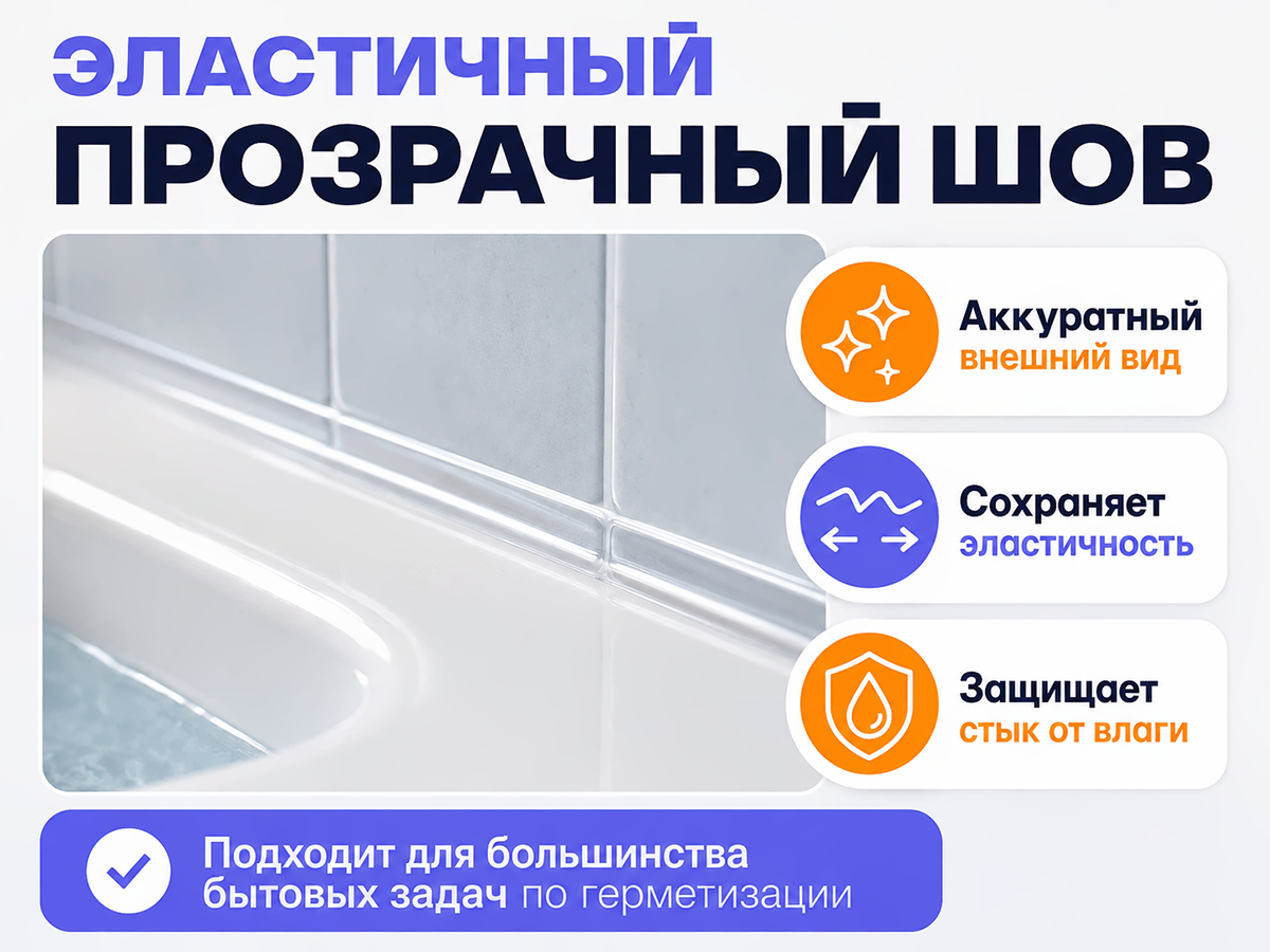 Герметик силиконовый универсальный ЭКОН, прозрачный, 60 мл