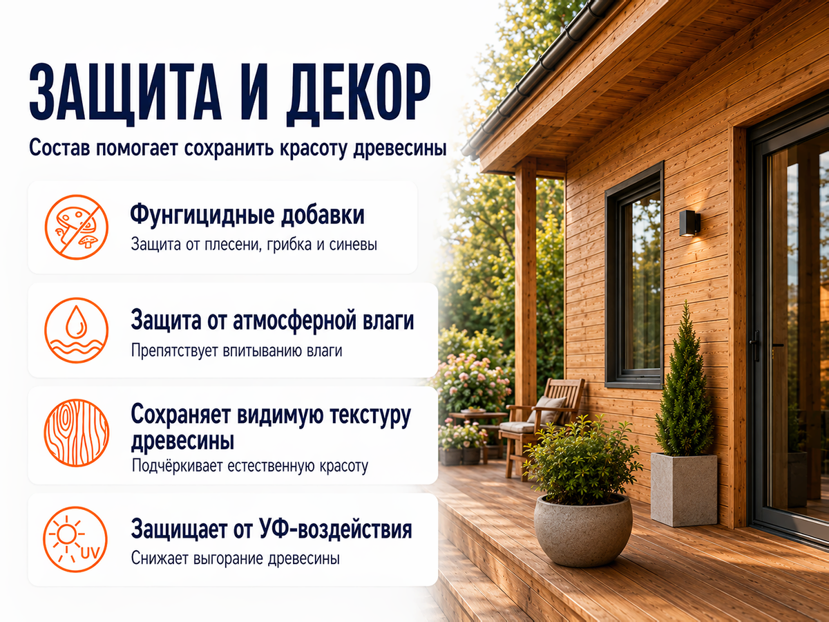 Состав PROFITEX декоративно-защитный для древесины «Дуб», 1 л (0,7 кг) фото 3