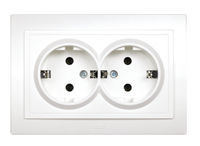 EL-BI,Zena,розетка 2-я с/з,белоснежный, пр-во:Турция