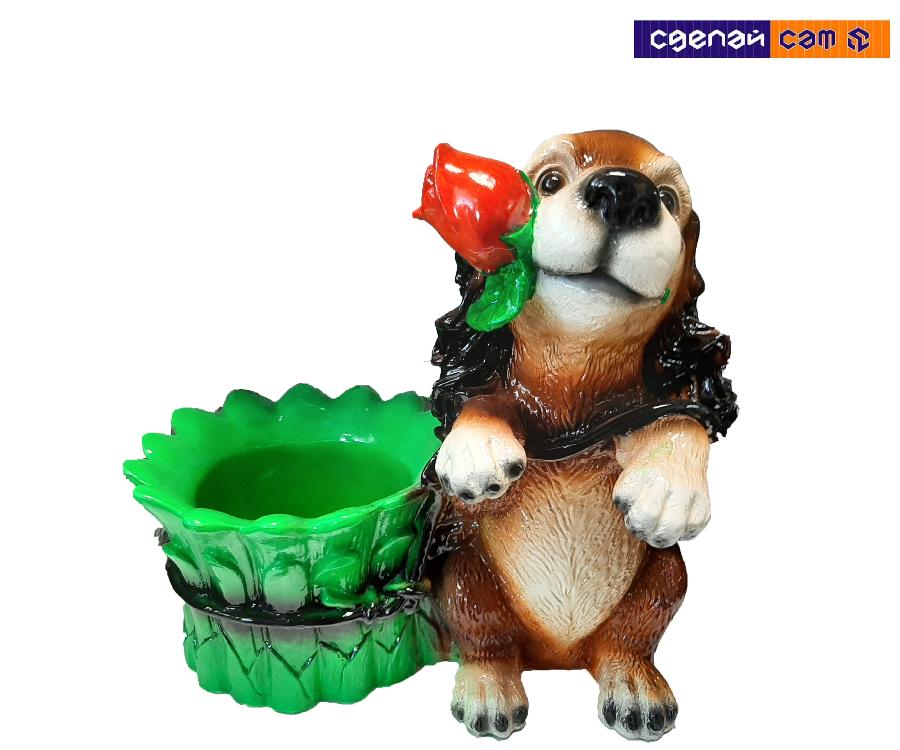 Кашпо Собака с розой