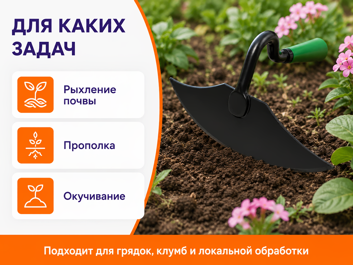 Инструм-Агро мотыга радиусная Садко, 230×95 мм, без черенка фото 3