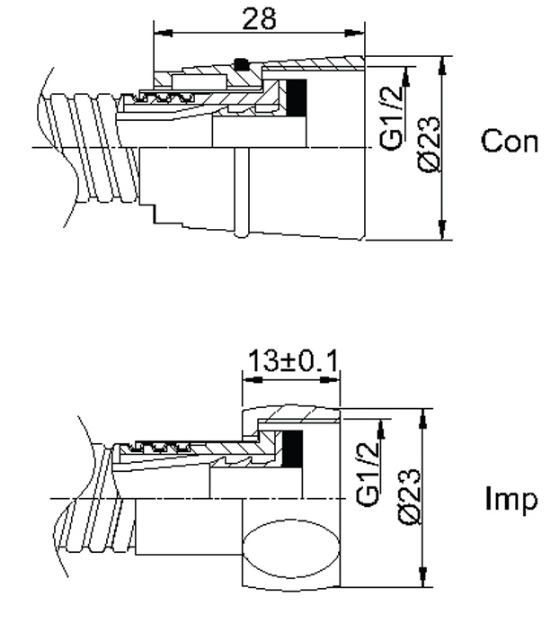 Душевой шланг Imp/Konus S.S 175 см, Литва