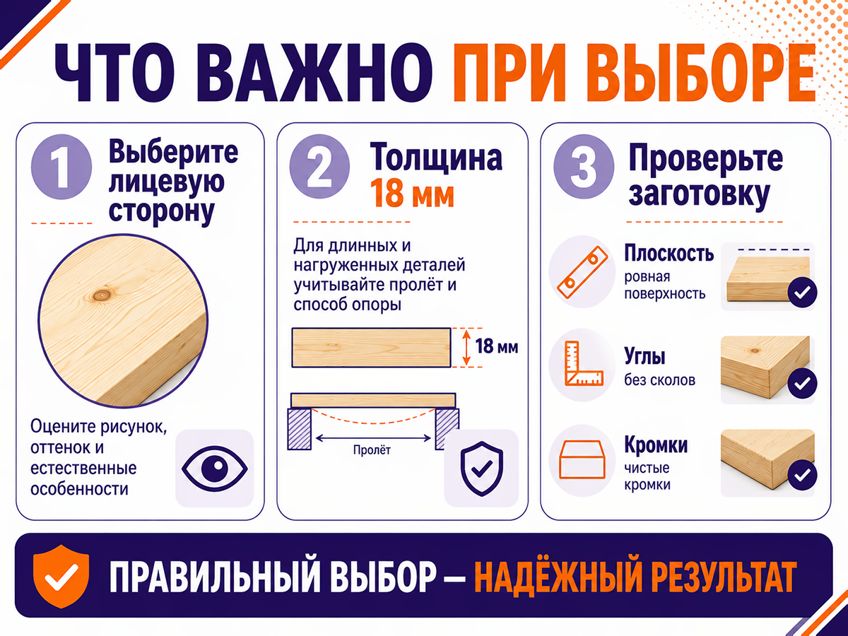 Мебельный щит из сосны/ели 200×300×18 мм, сорт 1/2