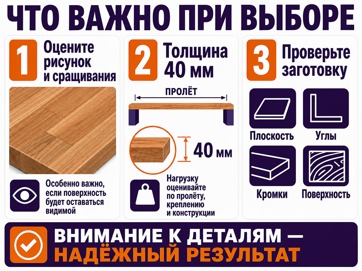 Мебельный щит из дуба сращённый, 1095×300×40 мм, сорт 3/3 фото 5