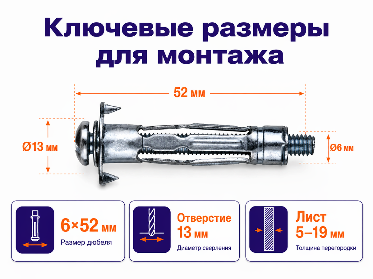 STARFIX дюбель металлический для пустотелых конструкций 6×52 мм фото 2