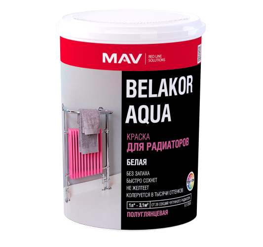 Краска BELAKOR AQUA Для радиаторов белая п/гл  1л (1,1кг)