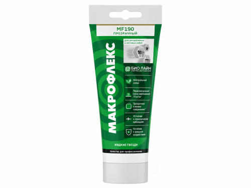 Makroflex клей монтажный Bio Line MF190 ультрасильный, прозрачный, 185 г