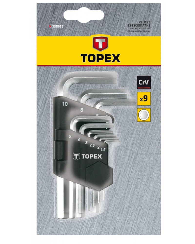 Ключи шестигранные CV, 1.5-10мм, набор 9 шт. Topex  35D955