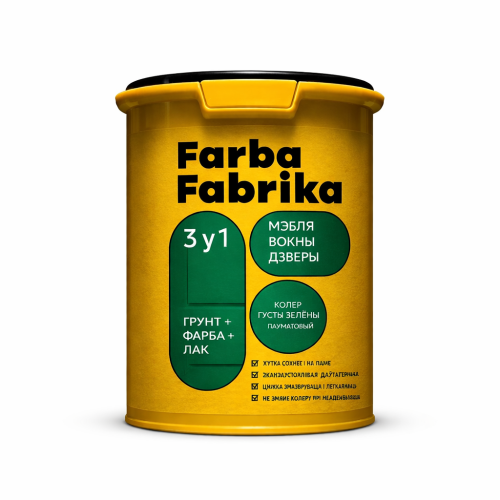 Краска "Farba Fabrika" для мебели, дверей и окон ВД-АК- 21, 0,4 кг, Густой зелёный                                                                                                                                                                