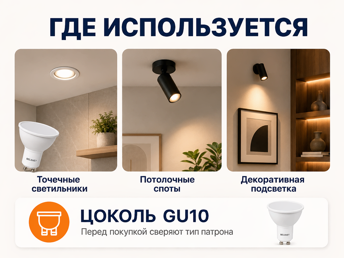 Белсвет лампа светодиодная LED M MR16, 8 Вт, GU10, 4000 K фото 3