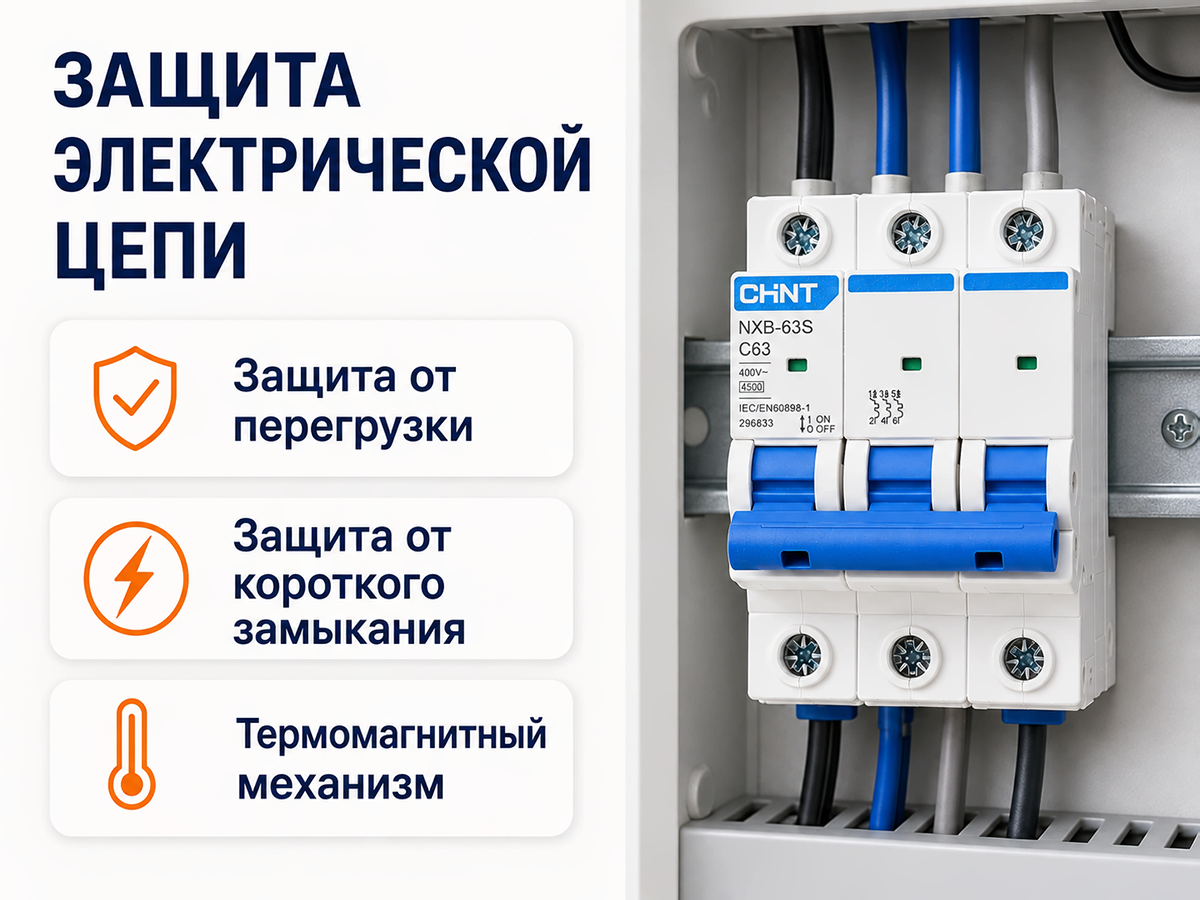 CHINT автоматический выключатель NXB 63S, 3P, 63 А, C, 4,5 кА фото 3