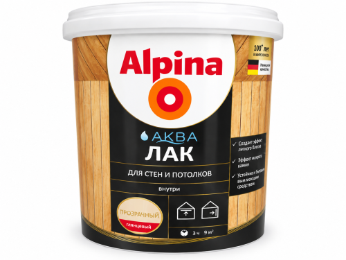 Alpina Аква Лак акриловый для стен и потолков, глянцевый, 0,9 л