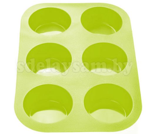 Форма для выпечки силиконовая на 6 кексов зеленая PERFECTO LINEA