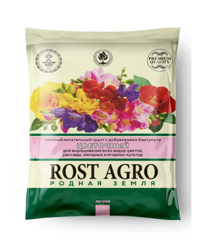 Почвогрунт ROST AGRO "Цветочный" 40л премиум РБ