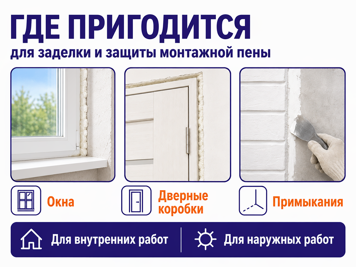 NEOMID шпатлёвка по монтажной пене, 1,4 кг фото 3
