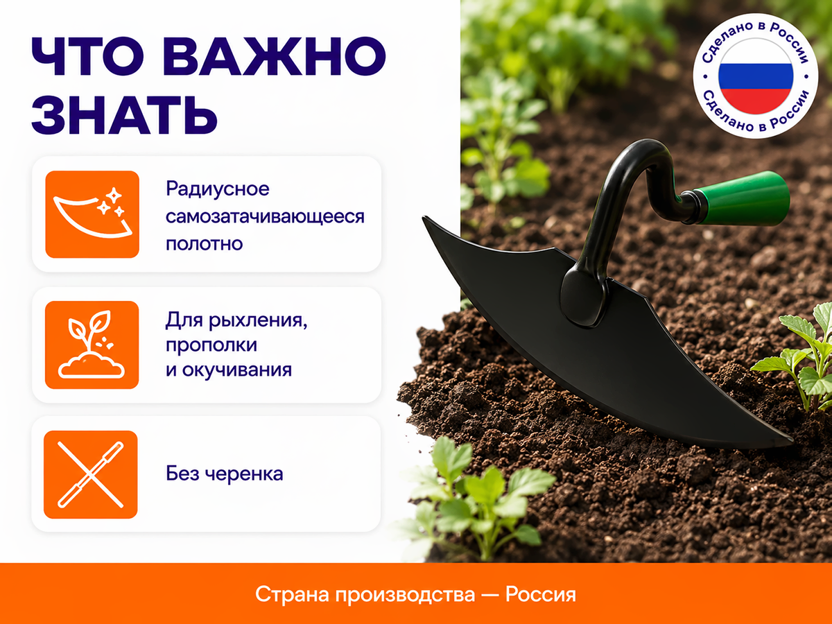 Инструм-Агро мотыга радиусная Садко, 230×95 мм, без черенка фото 4