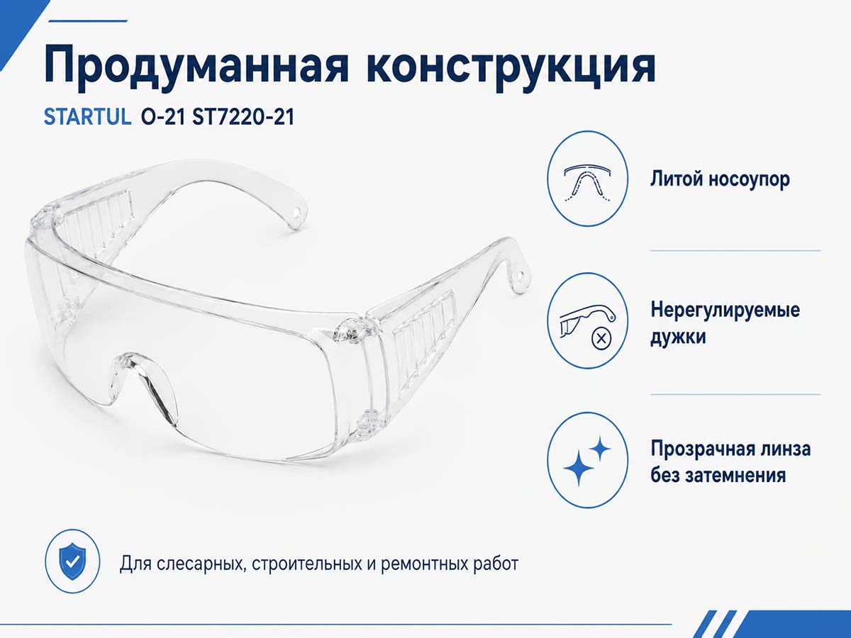 Очки защитные открытые STARTUL О-21 ST7220-21, прозрачные