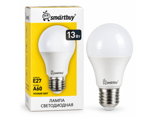 Smartbuy лампа светодиодная A60 SBL-A60-13-30K-E27-A, 13 Вт, 3000 К, E27