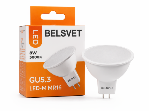 Белсвет лампа светодиодная LED M MR16, 8 Вт, GU5.3, 3000 K