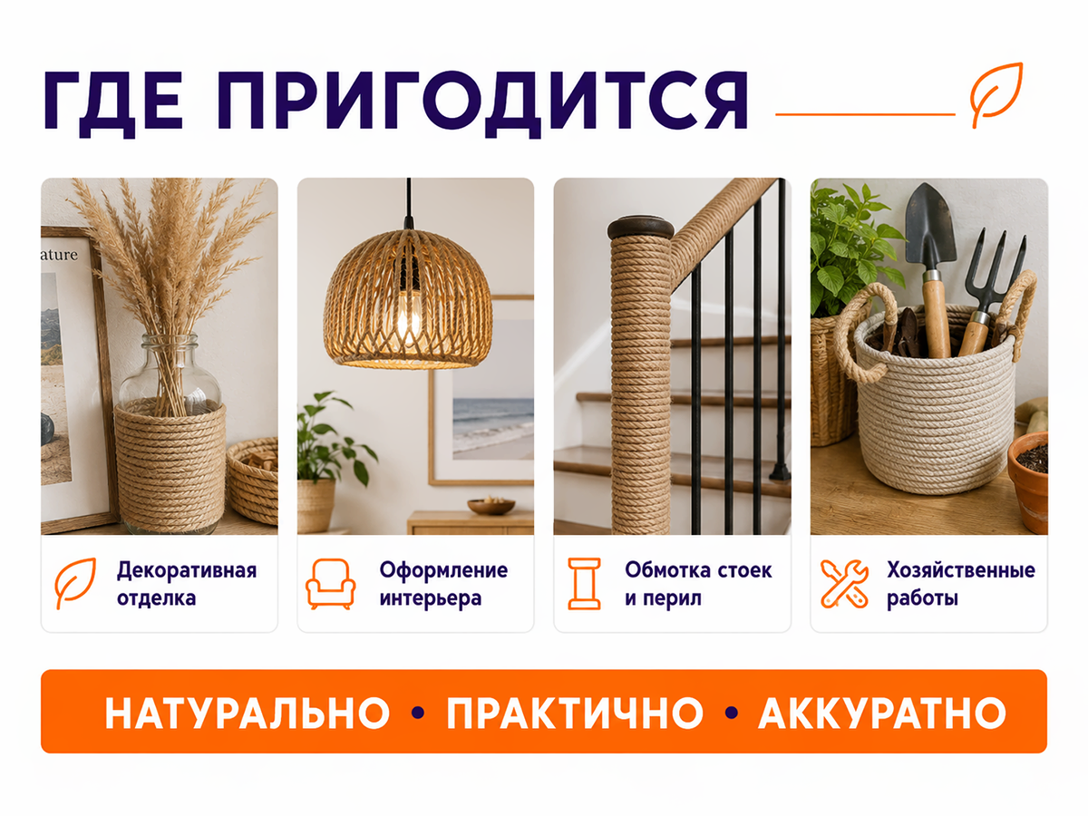 Канат джутовый, Ø12 мм фото 3