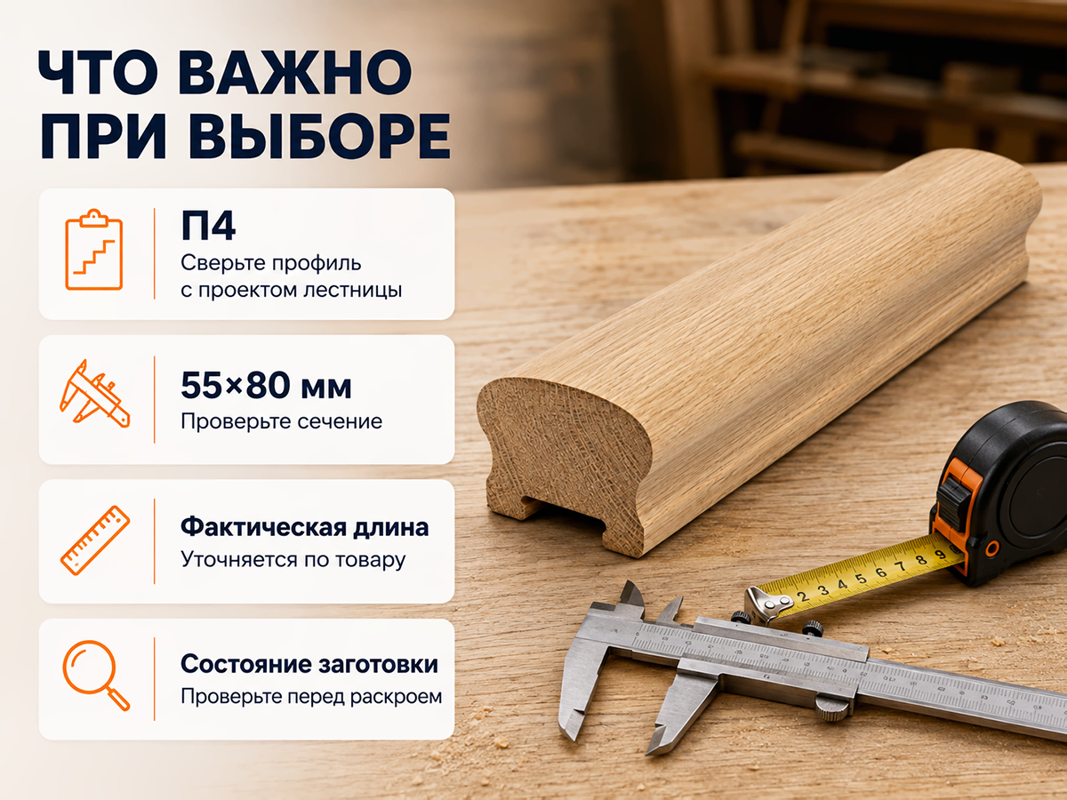 Поручень деревянный П4, 55×80 мм, СТБ НП фото 4