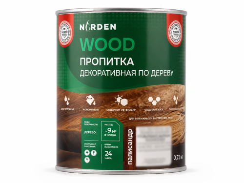 Пропитка декоративная NORDEN WOOD, палисандр, 0,75 кг