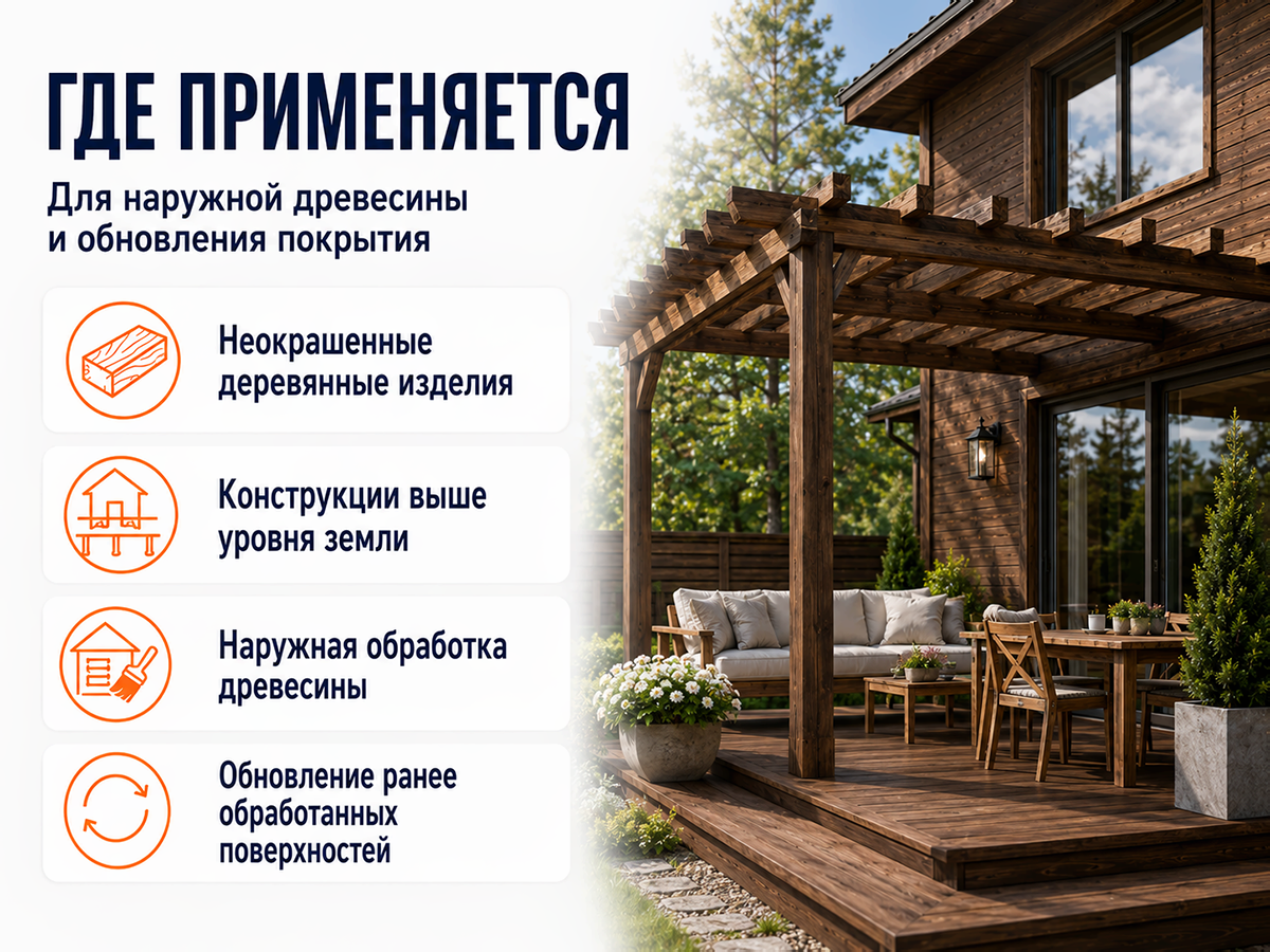 Состав PROFITEX декоративно-защитный для древесины «Мореный дуб», 3 л (2,2 кг) фото 4