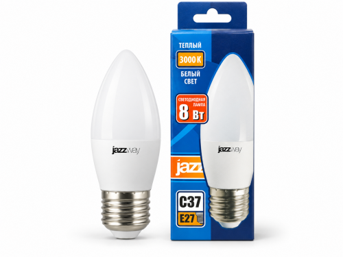 Лампа светодиодная Jazzway PLED-LX C37, 8 Вт, E27, 3000 К