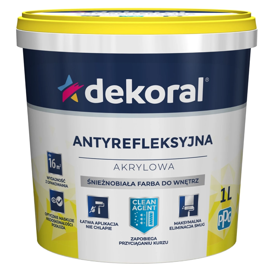 Краска акриловая Polinak Plus  1л белая глубокий мат DEKORAL