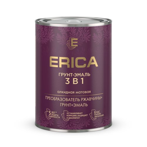 ГРУНТ-ЭМАЛЬ 3 в 1 Erica ЧЕРНАЯ 0,8 кг